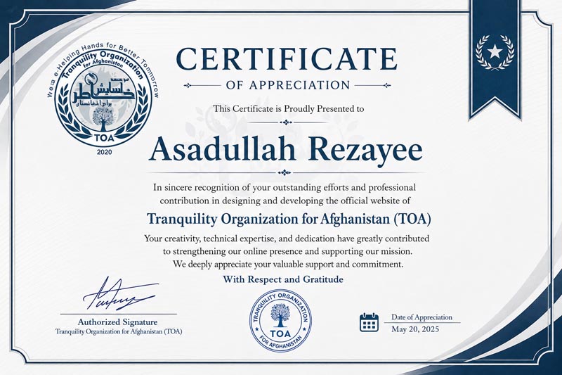 Website for TOA-Afg NGO 2026